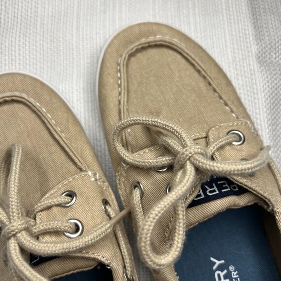 Sperry Top-Sider Tuck Boy's Youth Tan Khaki Canvas Boat Shoes Sz 13 M - 0268 - Picture 3 of 4